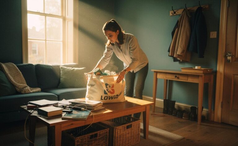 Illustration of an anxious person decluttering their home to instantly lift their mood